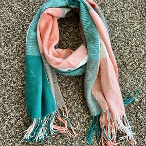 Beautiful thick Pink and Teal Scarf - perfect for winter